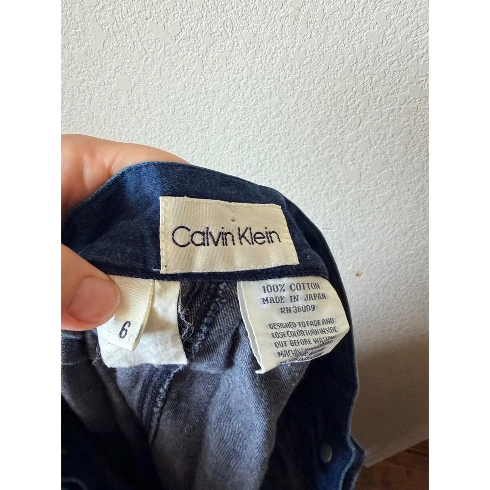 Vtg Calvin Klein Denim Midi 24in Skirt Blue Pleated High Waist Made in Japan 6 - Picture 9 of 9